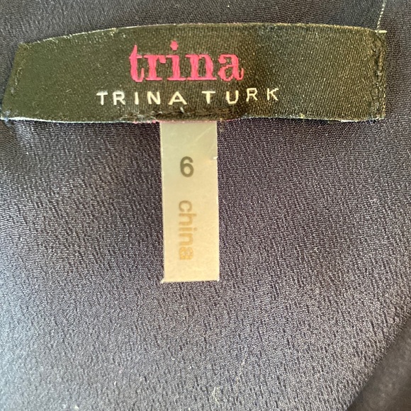 Trina Turk Charleston Ruffle Front Navy Blue Cutout Shift Tunic Dress - 6 - Picture 9 of 13